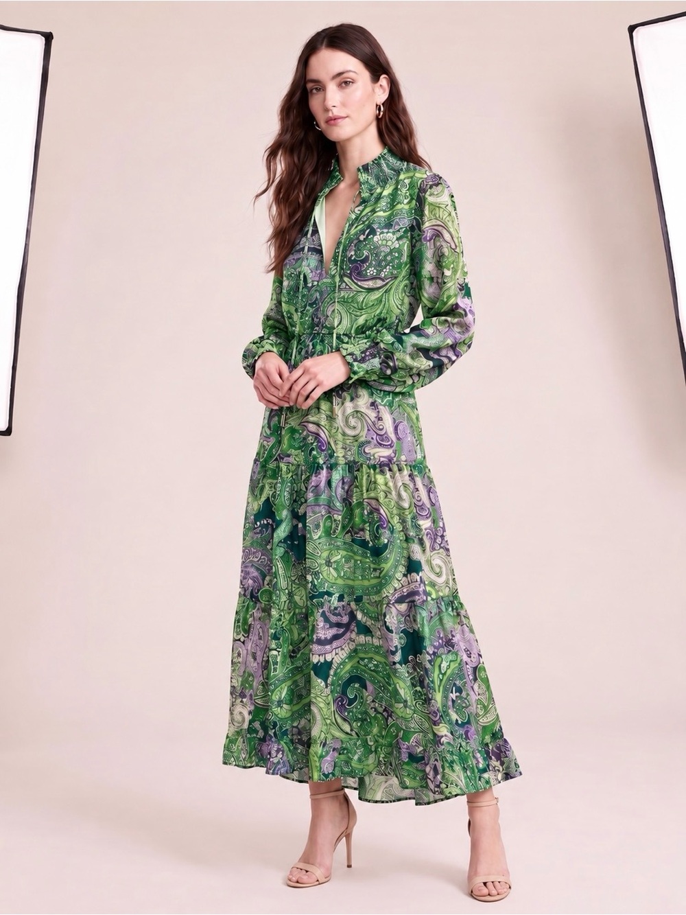 $399 Karen Millen Maxi Paisley Nature Bohemian Luxury Dress
